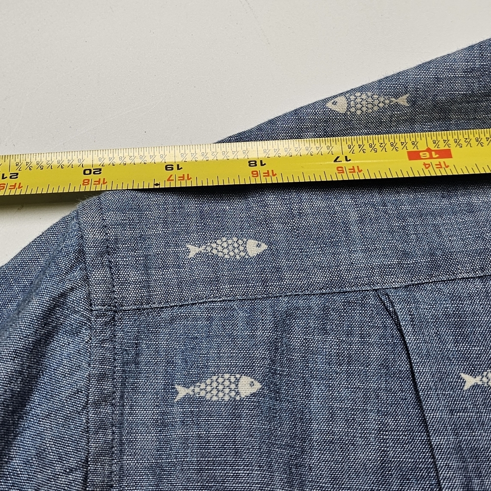 Bonobos - Riviera Slim Fit Print Sport Shirt In Chambray Sardeen -XL - Picture 10 of 12